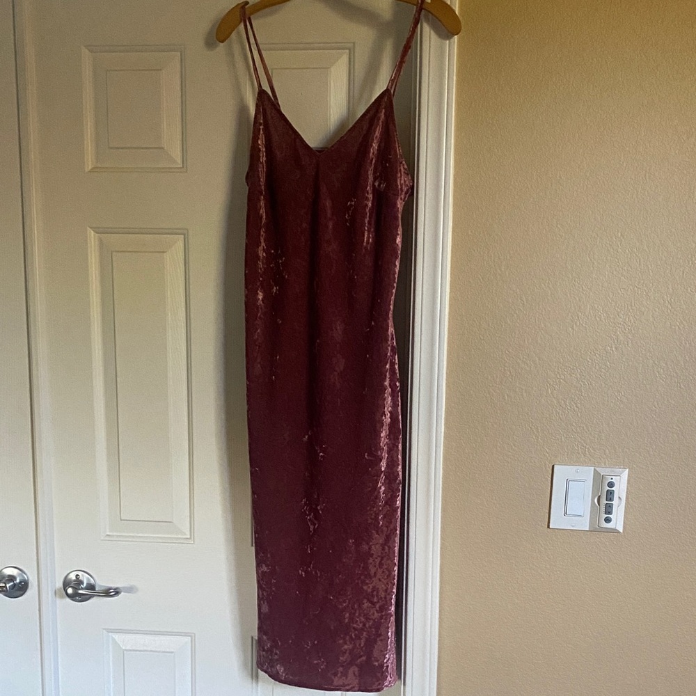 Lucky Brand Velvet Midi Dress - Deep Red